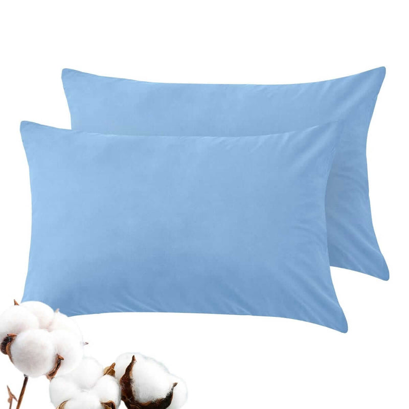 100% Luxury Cotton Pillow Cases - Sky Blue (2Pcs)