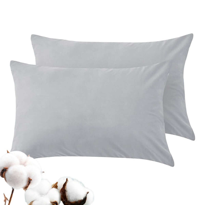100% Luxury Cotton Pillow Cases - Grey (2Pcs)