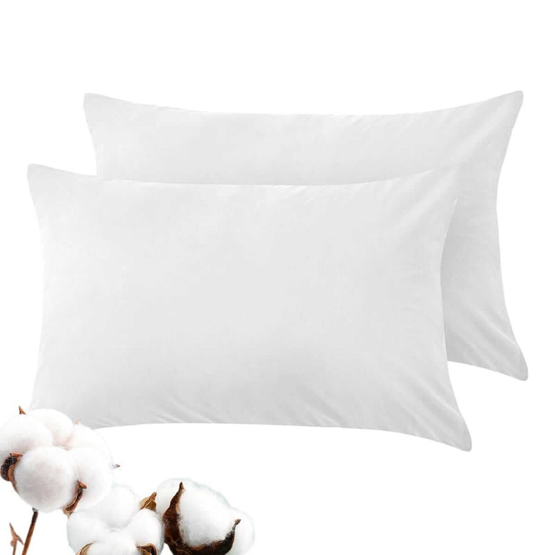 100% Luxury Cotton Pillow Cases - White (2Pcs)