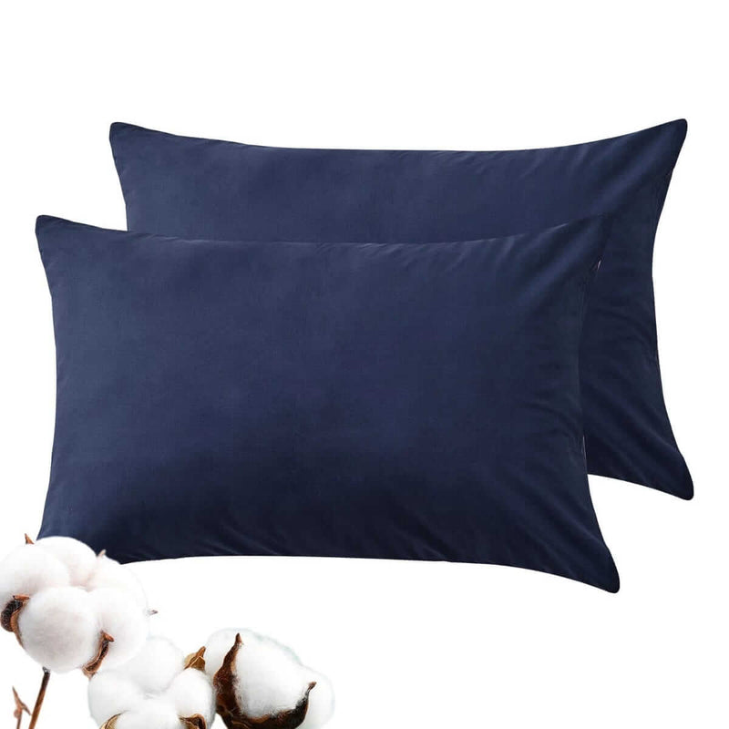 100% Luxury Cotton Pillow Cases - Navy (2Pcs)