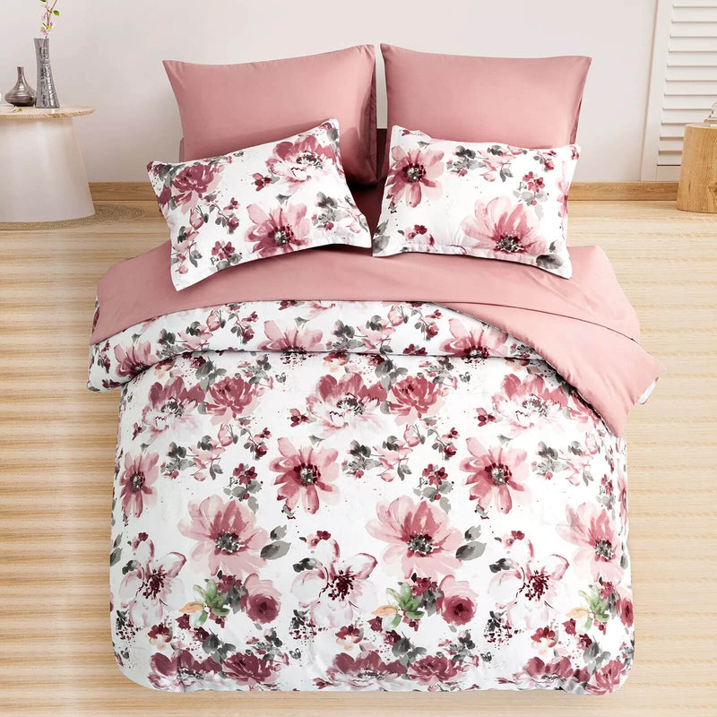 Pink Floral Comforter Set-Quilt Set (3Pcs)