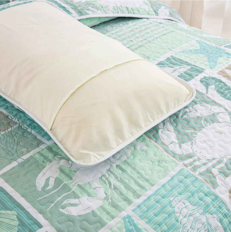Light Green Coverlet Set-Quilted Bedspread Sets (3Pcs)