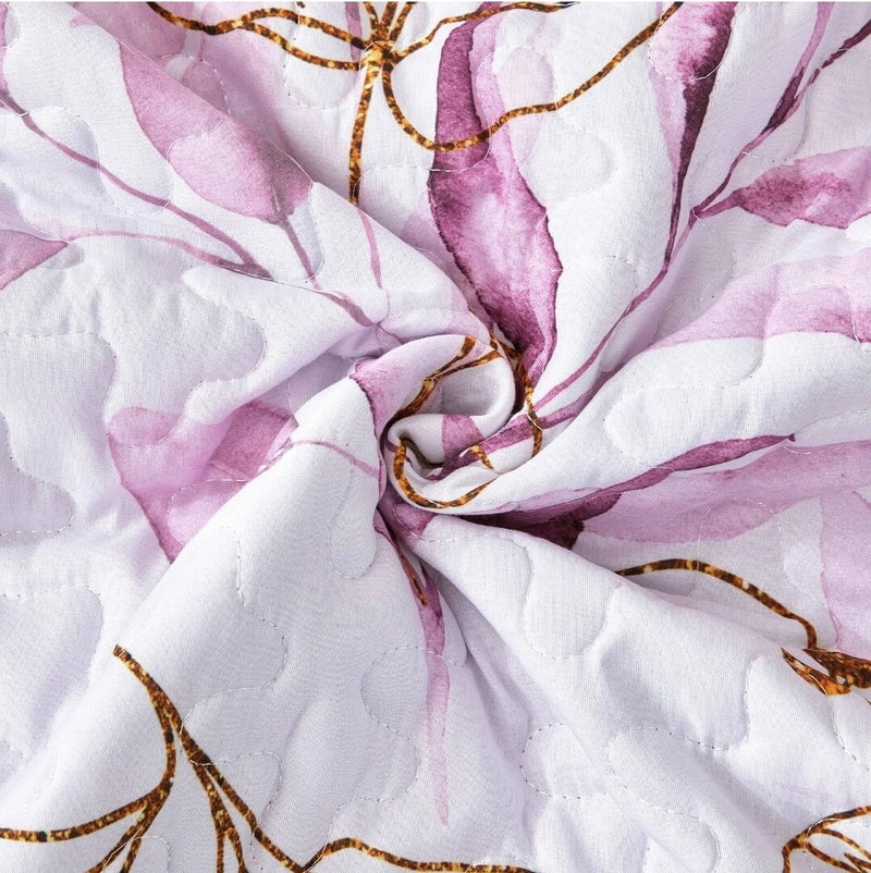 2025 Purple Floral Coverlet Set-Quilted Bedspread Sets (3Pcs)