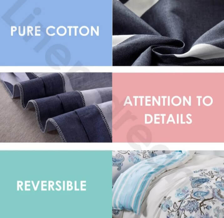 100% Pure Cotton Printed Quilt Cover-Ultra Soft Duvet Cover Set 2xPillowcases