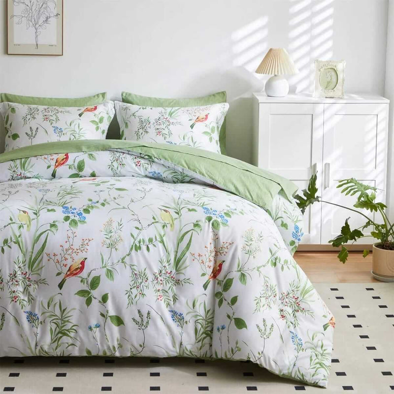 Botanical Green Quilt Cover - Ultra Soft Donna/Duvet Cover Set 2xPillowcases