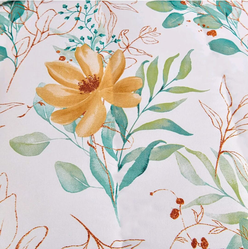 Green Botanical Quilt Cover - Ultra Soft Donna/Duvet Cover Set 2xPillowcases