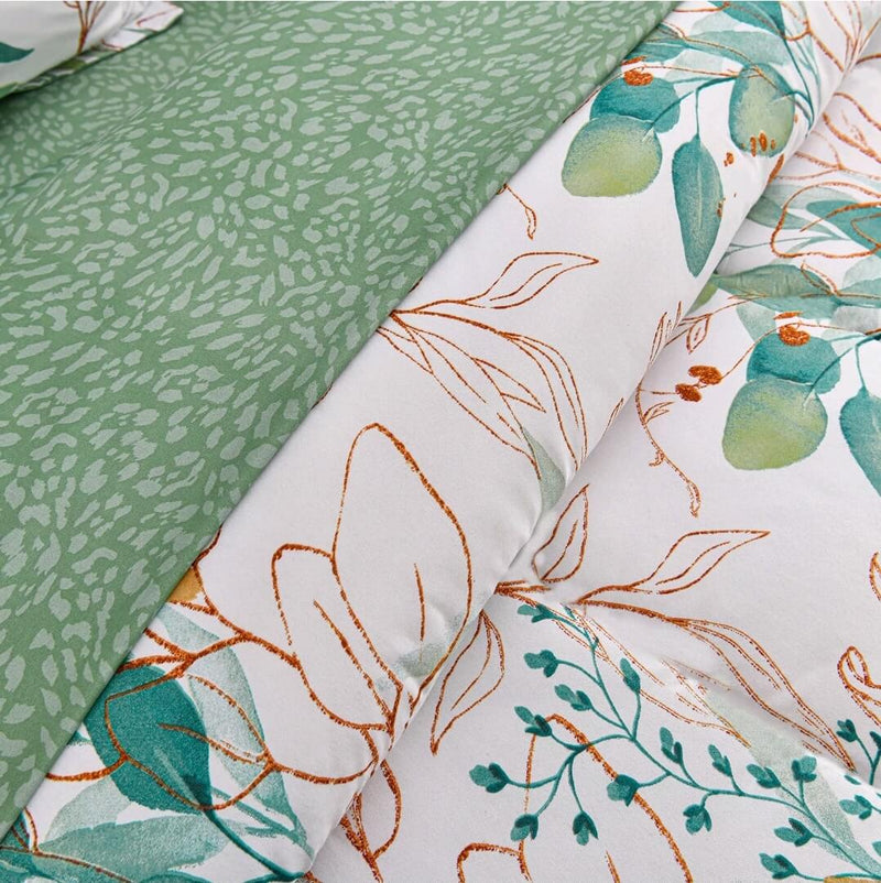 Green Botanical Quilt Cover - Ultra Soft Donna/Duvet Cover Set 2xPillowcases