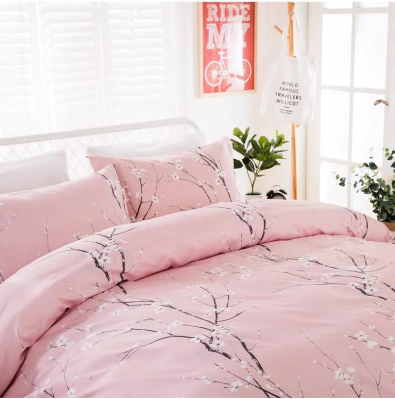 Floral Pink Quilt Cover - Ultra Soft Doona/Duvet Cover Set 2xPillowcovers