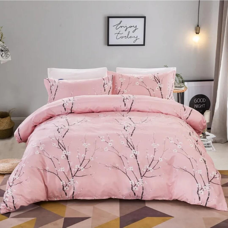 Floral Pink Quilt Cover - Ultra Soft Doona/Duvet Cover Set 2xPillowcovers