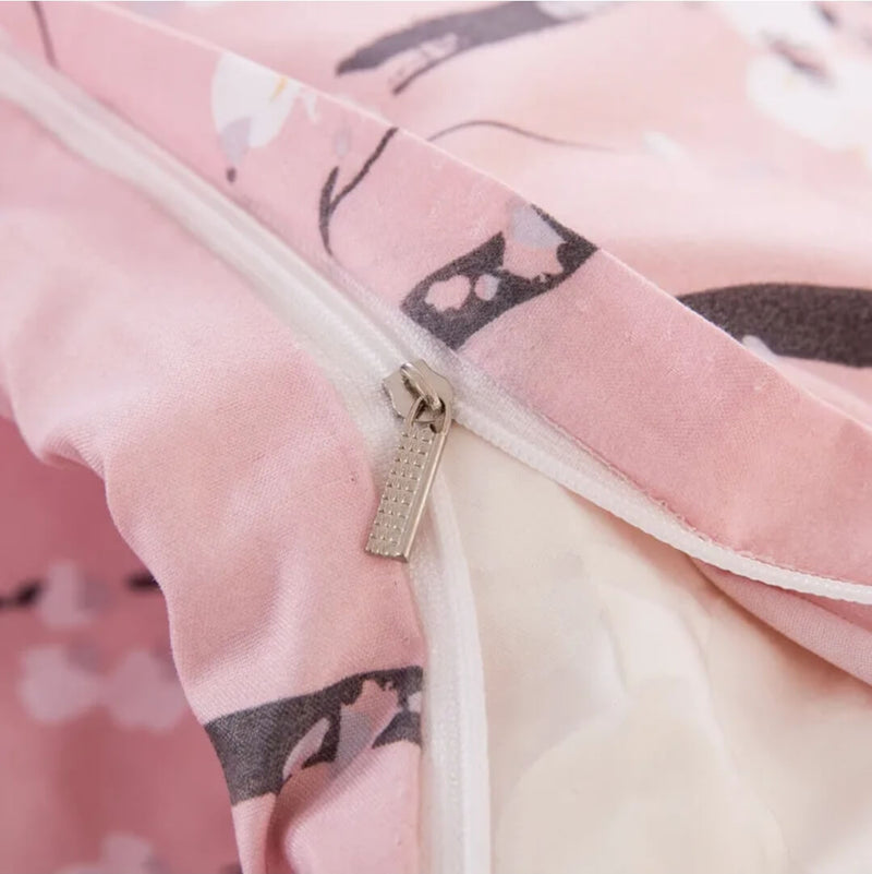 Pink Floral Quilt Cover - Ultra Soft Doona/Duvet Cover Set 2xPillowcases
