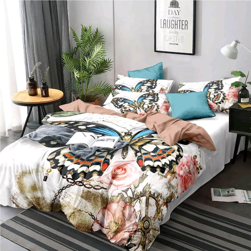 Butterfly Design Quilt Cover - Ultra Soft Doona/Duvet Cover Set 2xPillowcases