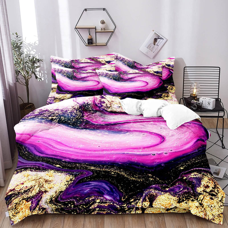 Purple Printed Quilt Cover - Ultra Soft Donna/Duvet Cover Set 2xPillowcases