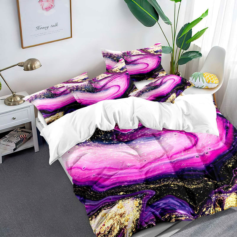 Purple Printed Quilt Cover - Ultra Soft Donna/Duvet Cover Set 2xPillowcases
