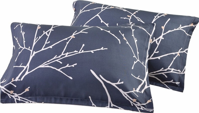Blue Branched Quilt Cover - Ultra Soft Doona/Duvet Cover Set 2xPillowcases