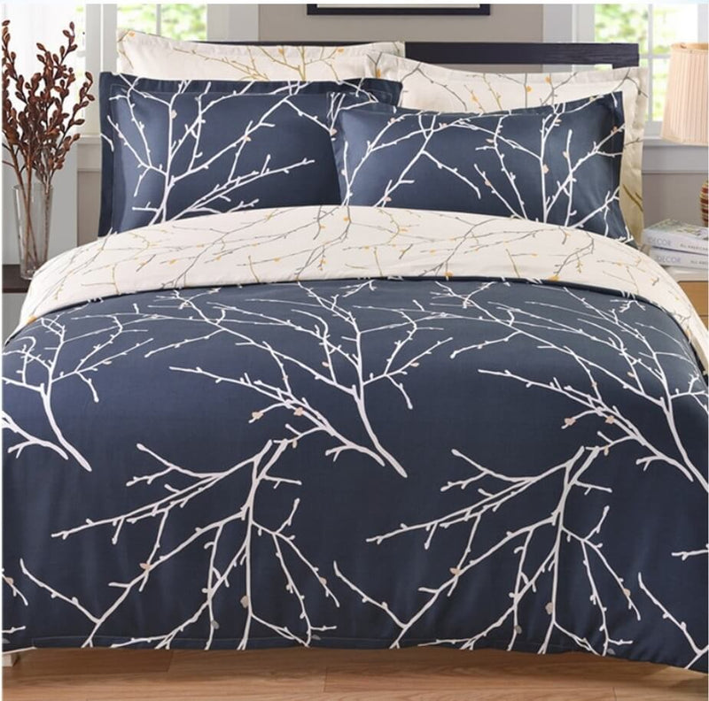 Blue Branched Quilt Cover - Ultra Soft Doona/Duvet Cover Set 2xPillowcases