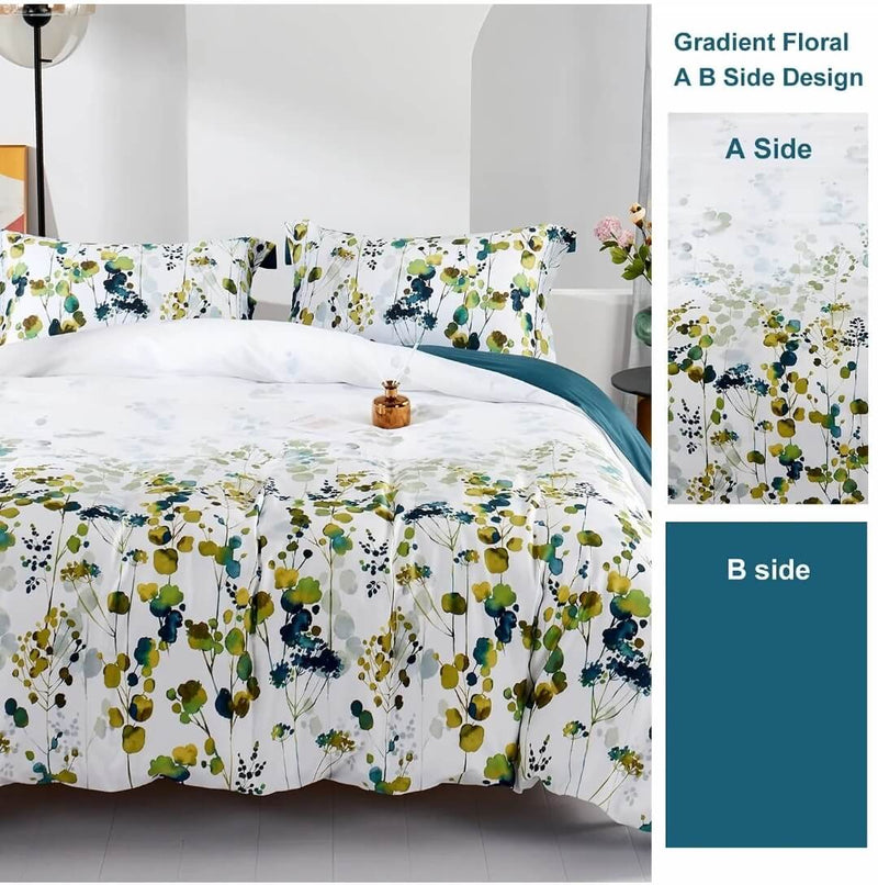 Multicolor Floral Quilt Cover - Ultra Soft Doona/Duvet Cover Set 2xPillowcases