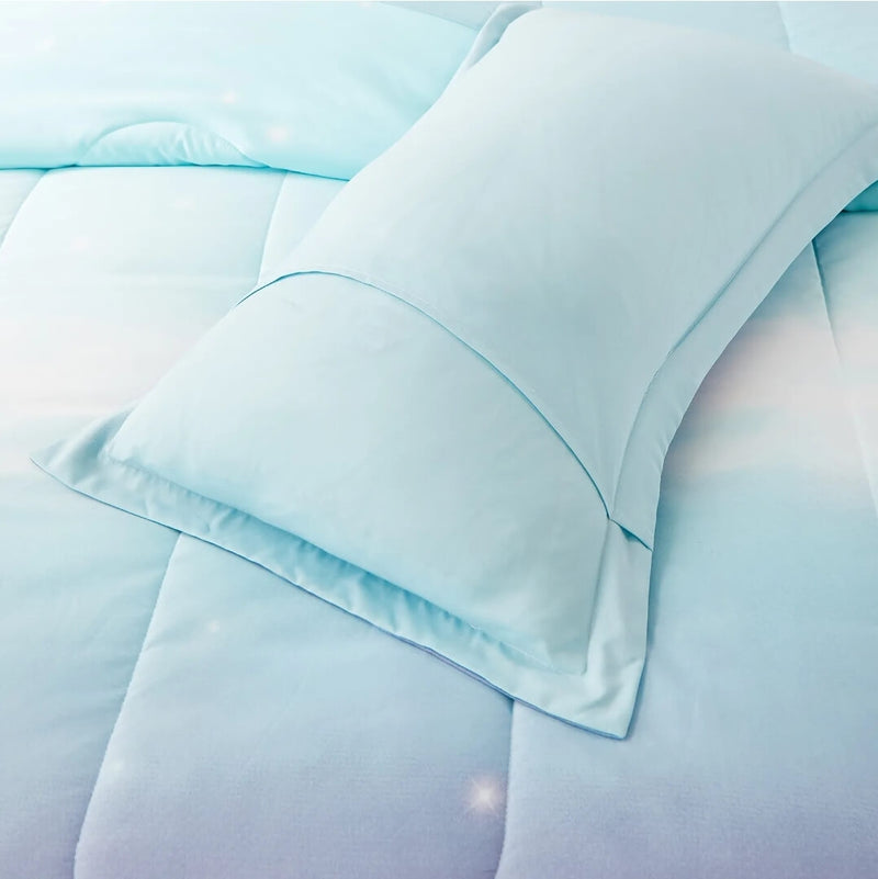 Sky Blue Gradient Comforter Set-Quilt Set (3Pcs)