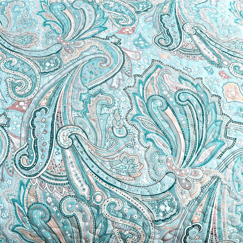 Sky Blue Paisley Coverlet Set-Quilted Bedspread Set (3Pcs)