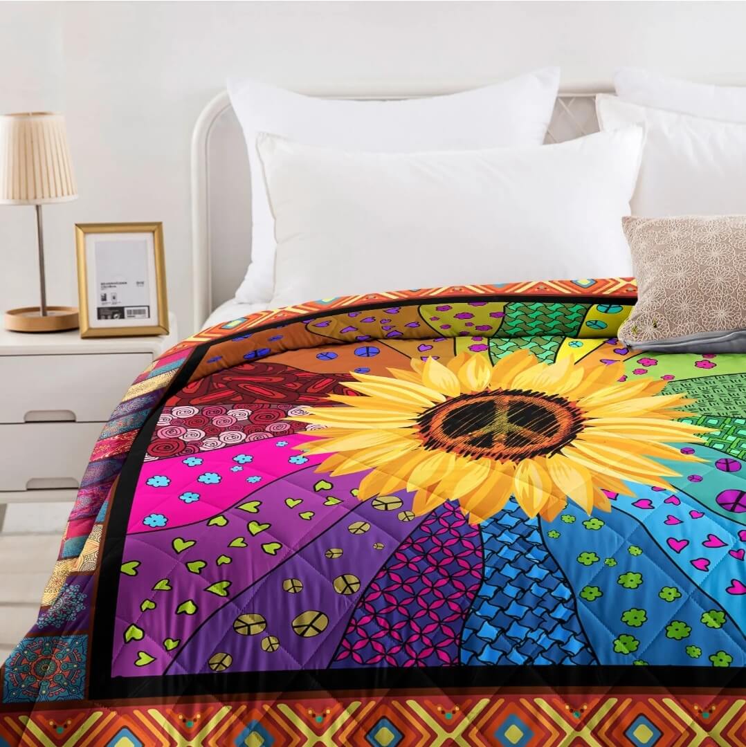 Sunflower Comforter Set Quilt Set 3Pcs