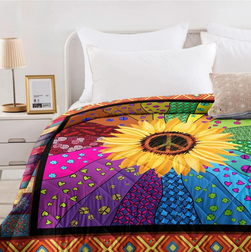 Sunflower Colorful Comforter Set-Quilt Set (3Pcs)