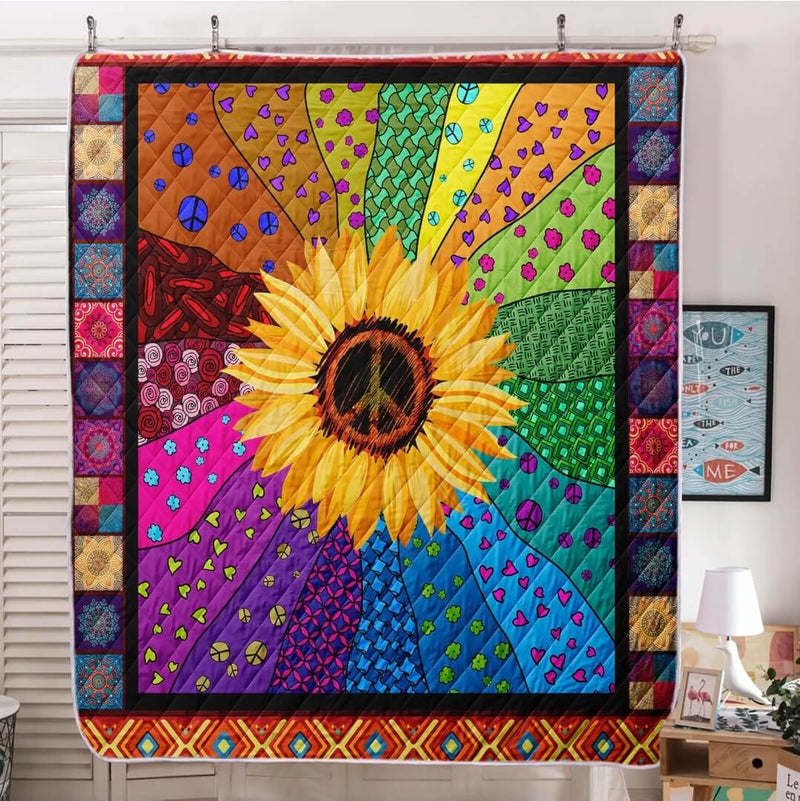 Sunflower Colorful Comforter Set-Quilt Set (3Pcs)