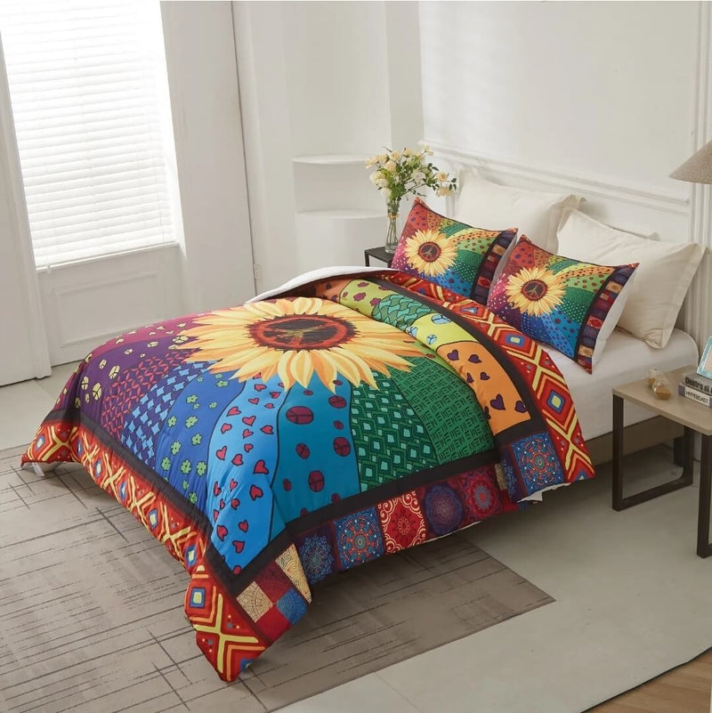 Sunflower Colorful Comforter Set-Quilt Set (3Pcs)