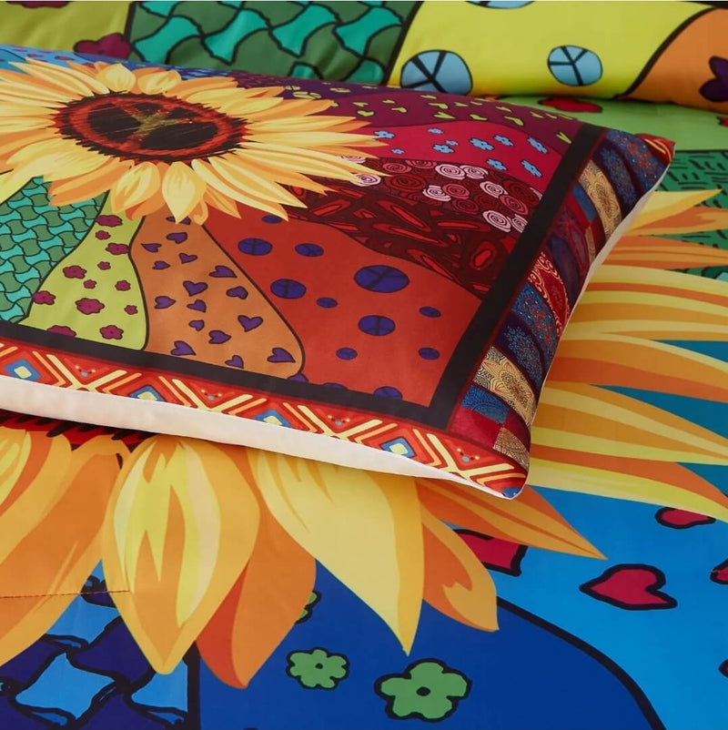 Sunflower Colorful Comforter Set-Quilt Set (3Pcs)