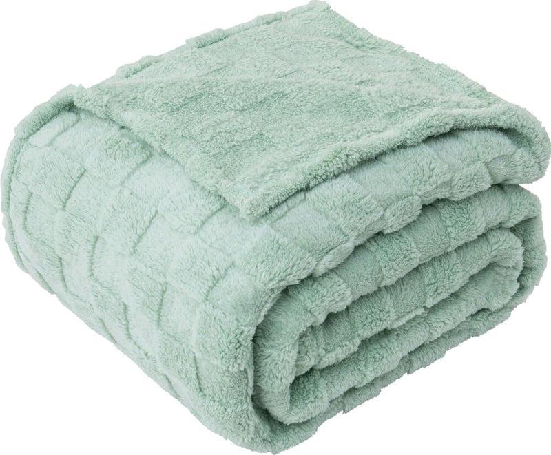 Soft Warm Fluffy Blanket - Cuddly Plush Sofa Throw (Sage Green)