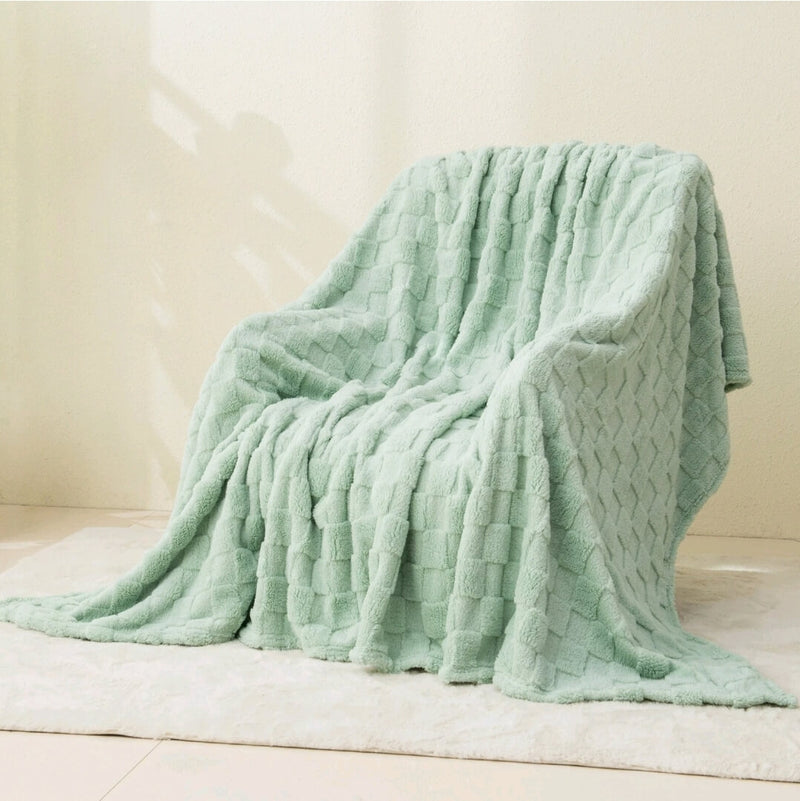 Soft Warm Fluffy Blanket - Cuddly Plush Sofa Throw (Sage Green)