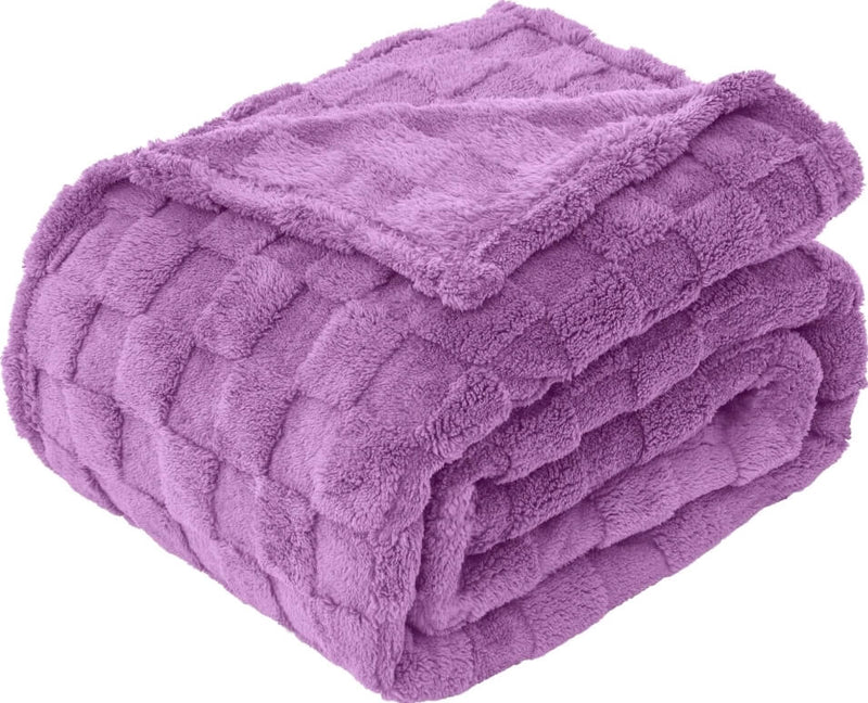Soft Warm Fluffy Blanket - Cuddly Plush Sofa Throw (Lavender)