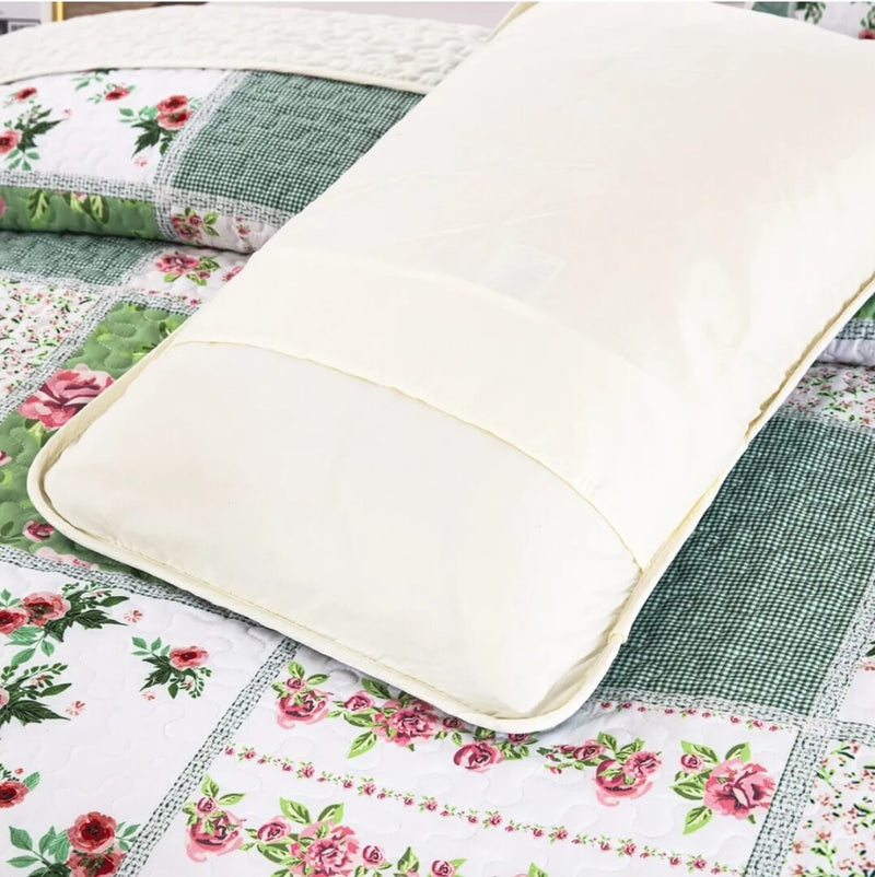 Green Floral Coverlet Set-Quilted Bedspread Sets (3Pcs)