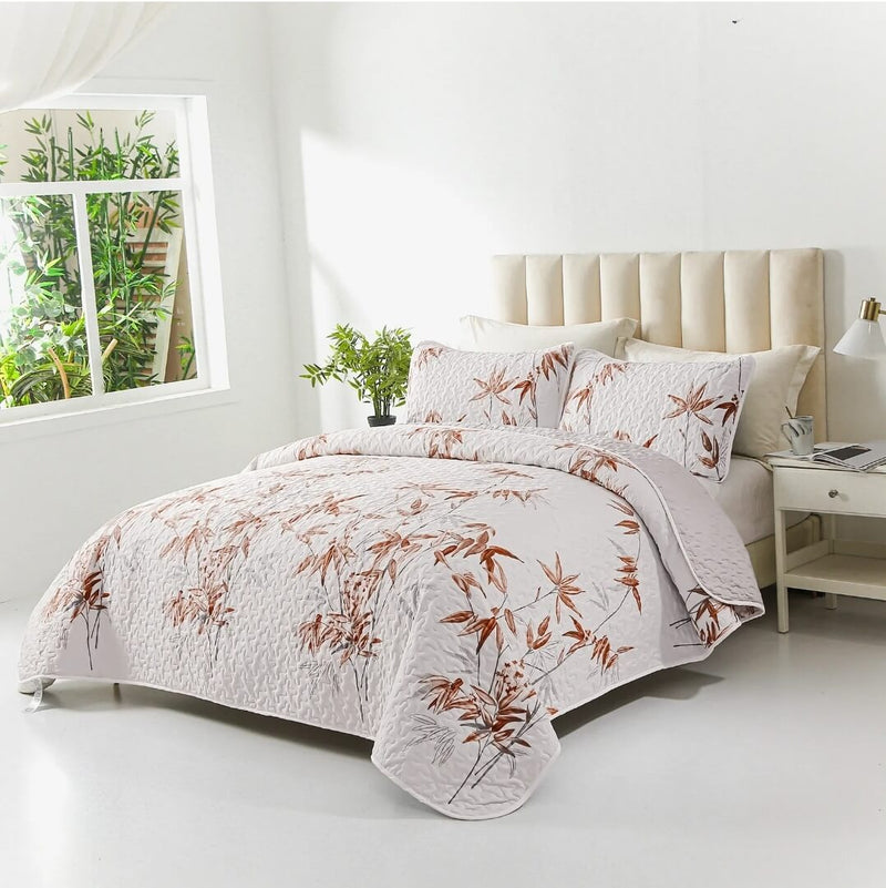 Floral Patchwork Coverlet Set-Quilted Bedspread Sets (3Pcs)