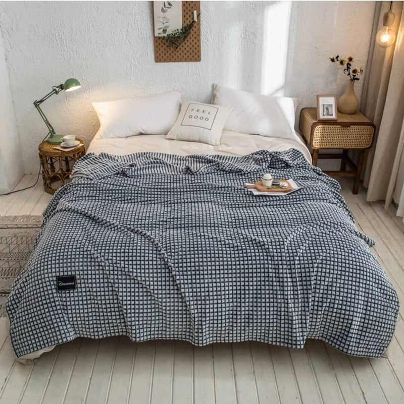 Soft Warm Flannel Blanket - Cuddly Sofa Throw (Blueish 1)