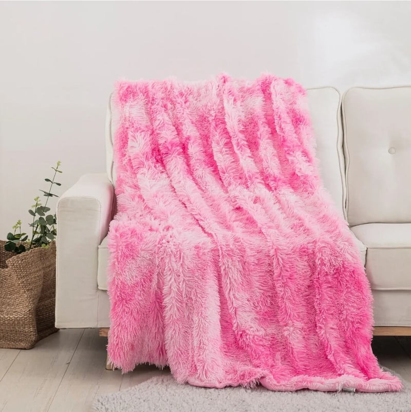Soft Warm Fleece Blanket - Cuddly Plush Sofa Throw (PINKISH)