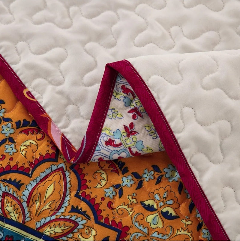 Indian Style Bohemian Bedspread Set – Patchwork Quilt Coverlet (3Pcs)