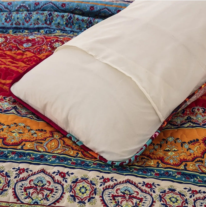 Indian Style Bohemian Bedspread Set – Patchwork Quilt Coverlet (3Pcs)