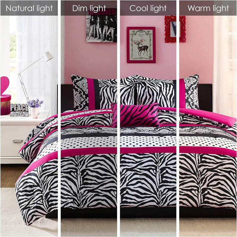 Pink & Black Patchwork Comforter Set-Quilt Set (3Pcs)