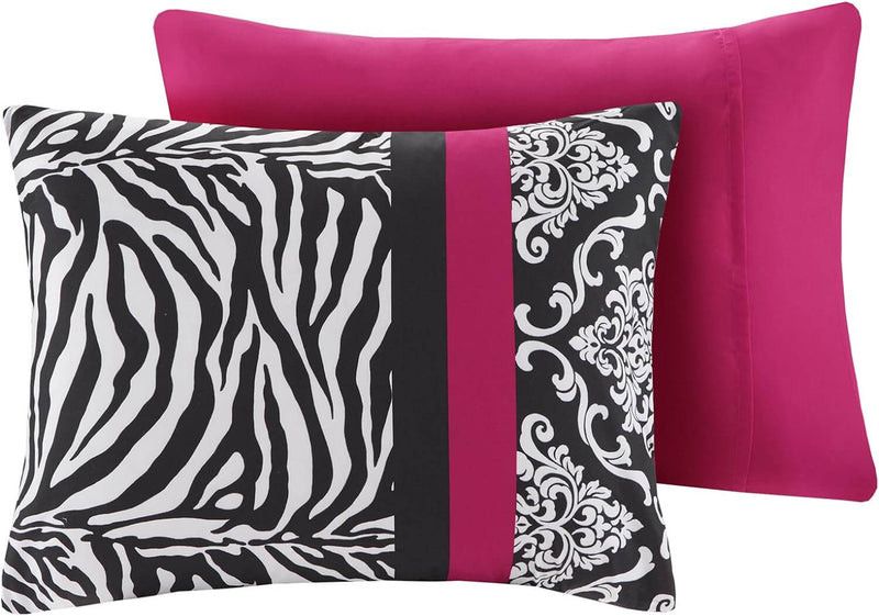 Pink & Black Patchwork Comforter Set-Quilt Set (3Pcs)