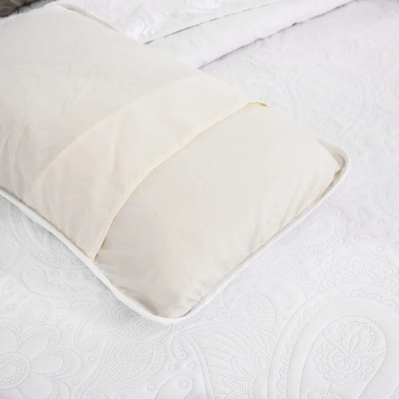 White Base Coverlet Set-Quilted Bedspread Set (3Pcs)