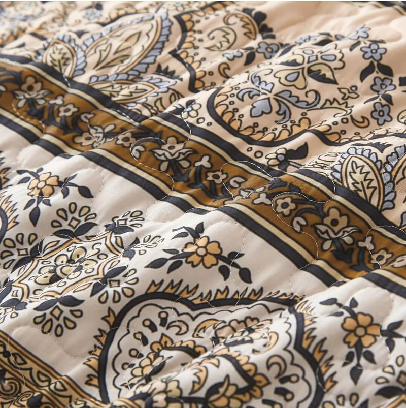 Yellow Mandala Coverlet Set-Quilted Bedspread Sets (3Pcs)