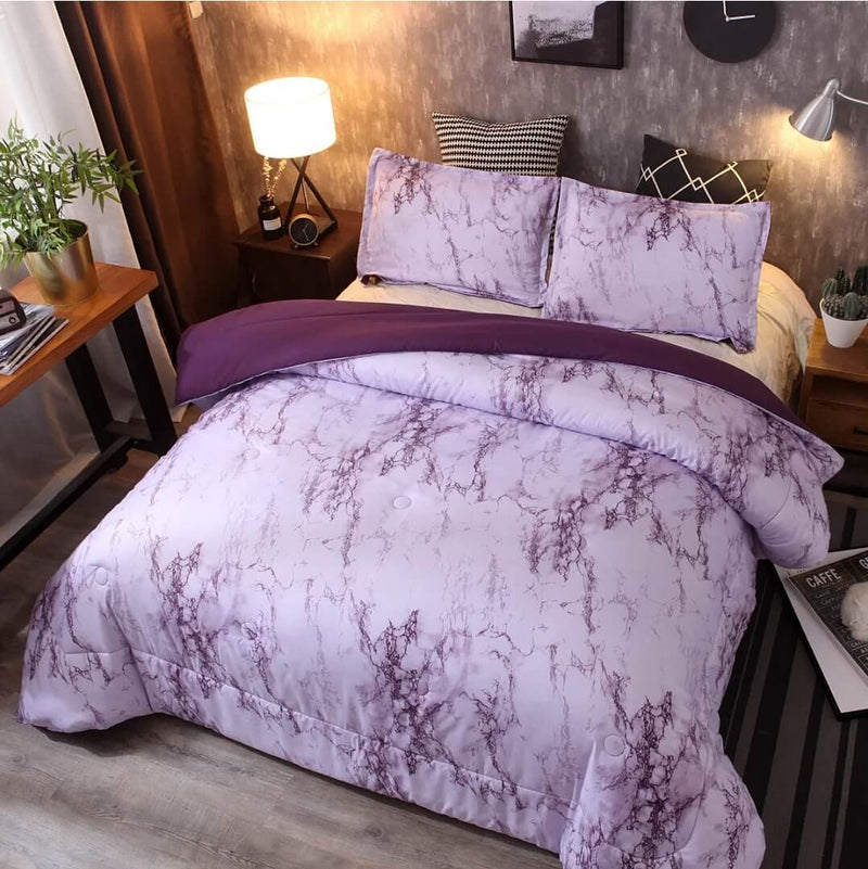 Purple Marble Design Comforter Set-Quilt Set (3Pcs)