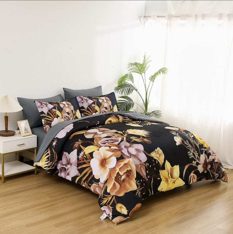 Multicolor Floral Comforter Set-Quilt Set (3Pcs)