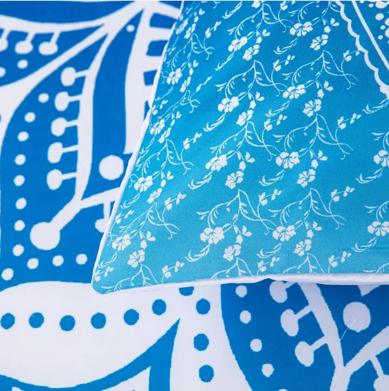 Sky Blue Mandala Comforter Set-Quilt Set (3Pcs)