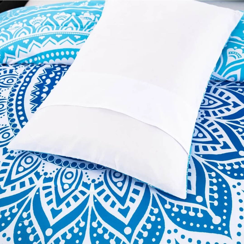 Sky Blue Mandala Comforter Set-Quilt Set (3Pcs)