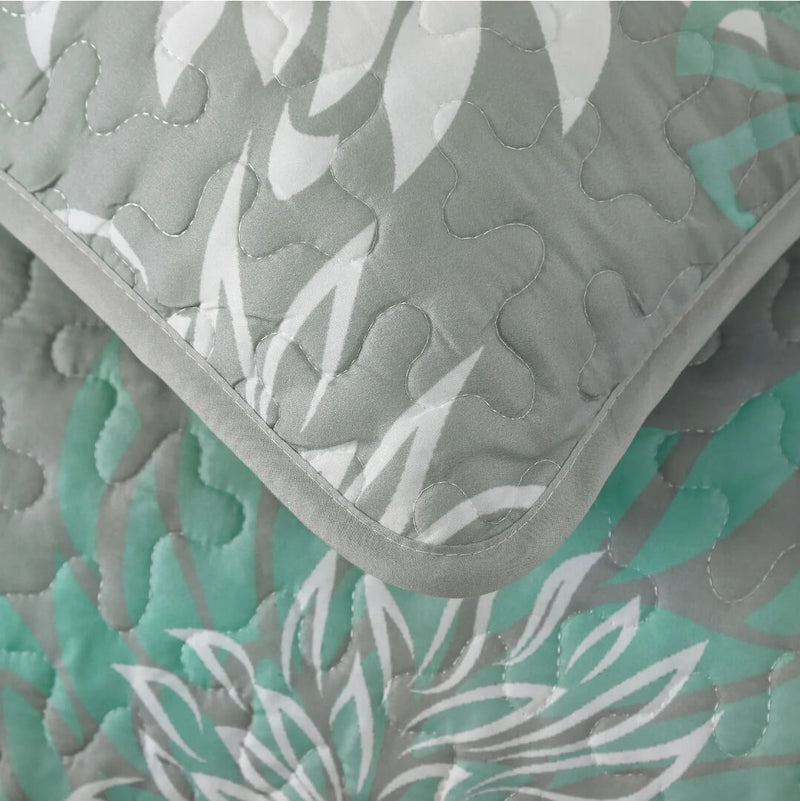 Green Flower Coverlet Set-Quilted Bedspread Sets (3Pcs)