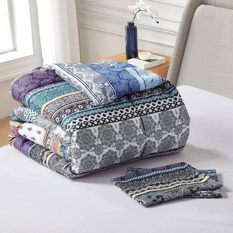 Purple Bohemian Quilted Bedspread Coverlet Sets (3Pcs)