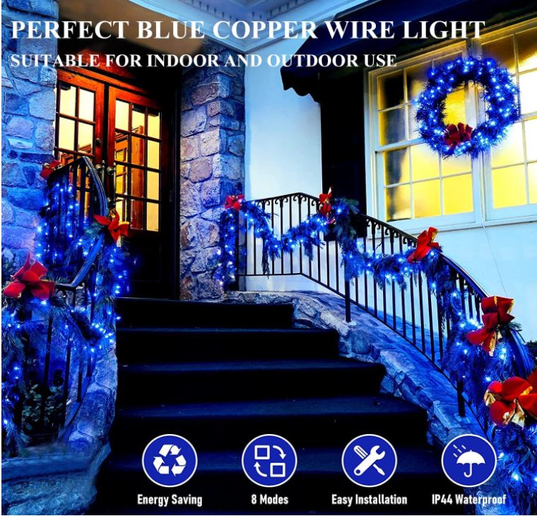 Solar Lights - Outdoor Solar Fairy String Lights 100/200 LED Garden Tree Lights (Blue)