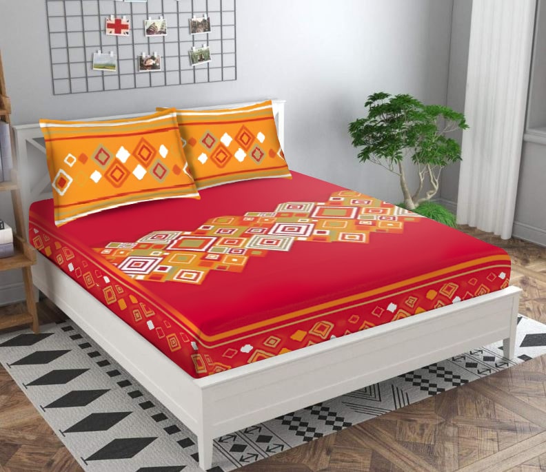 Colored Sheet-Fitted Printed Bed Sheet set