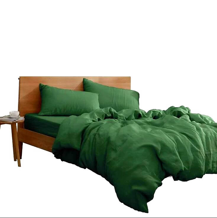 1200 Thread Count Bed Sheet Set - Solid Pak Cotton Flat Sheet (Leaf Green)