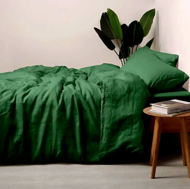 1200 Thread Count Bed Sheet Set - Solid Pak Cotton Flat Sheet (Leaf Green)